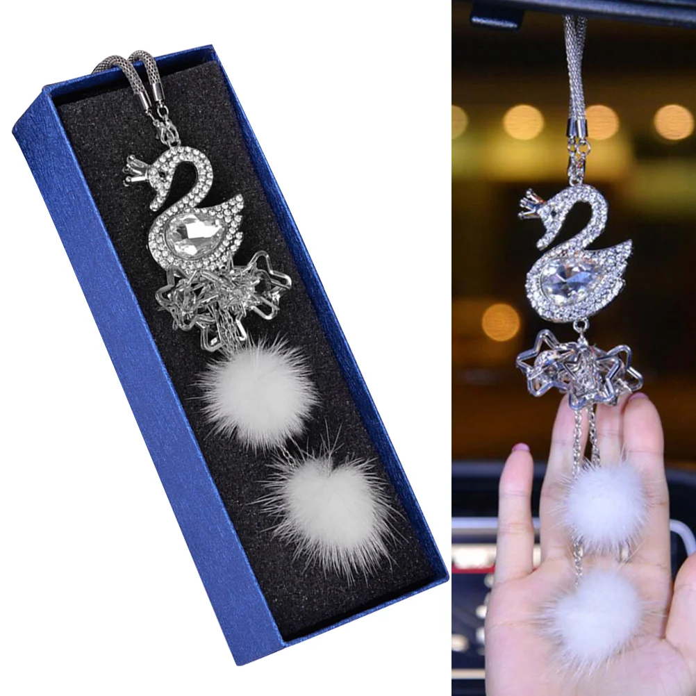 

Car Pendant Bling Fluffy Balls Peacock Vent Clips Mirror Charms Car Decoration