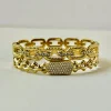 Exquisite Rhinestone Geometric Stainless Steel Bangle Bracelets for Women Gold Plated Charm Bracel 1