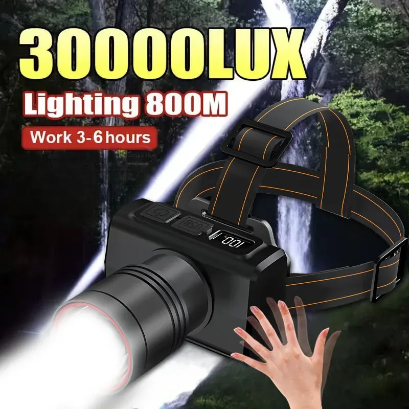 Super Bright LED Headlamp RechargeableHead Light Motion Sensor Front Led Head Flashlight Waterproof Outdoor Camping Flashing