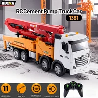NEW HUINA 1381 RC Cement Pump Truck Car Alloy 1/18 Electric Remote Control Engineering Car 11CH Building Water Spray Vehicle toy 1