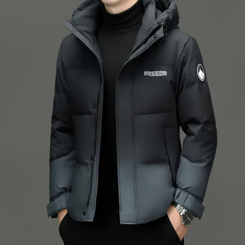 thumbnail image 1 of Chaqueta corta con plumón degradado, ropa de diseño con relleno de plumón de pato, chaquetas acolchadas ligeras para hombre, abrigo de invierno para hombre, ropa para hombre, 1 of 5