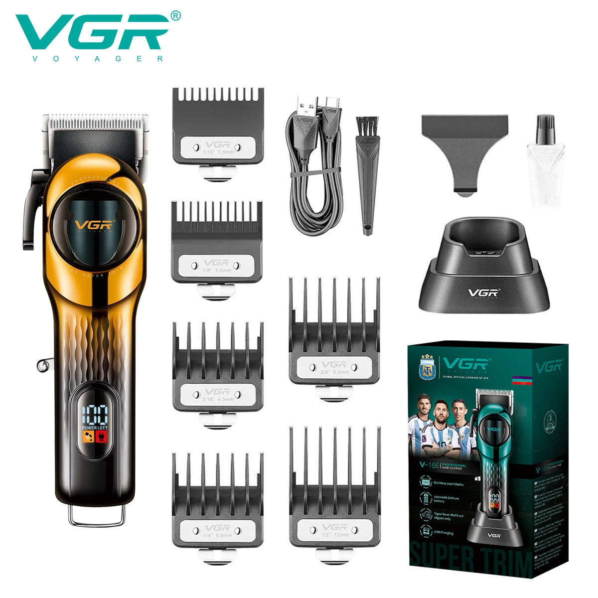 VGR مقص الشعر المهنية الحلاق قابلة للشحن آلة قطع ا...