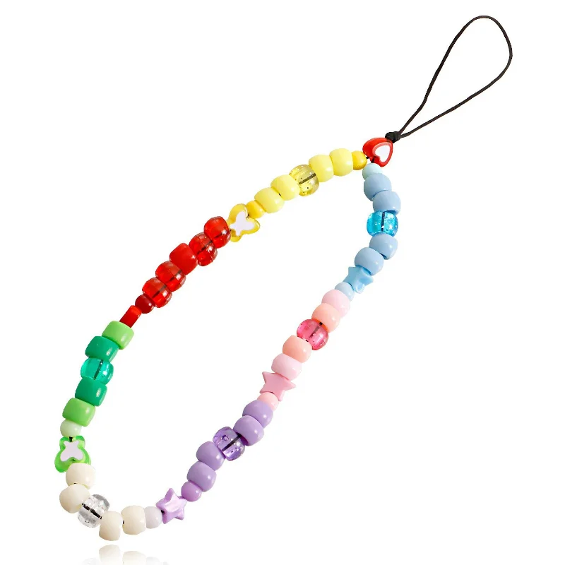 Elegant Pearl and Cherry Beaded Phone Chain and Charm Keychain Accessory
