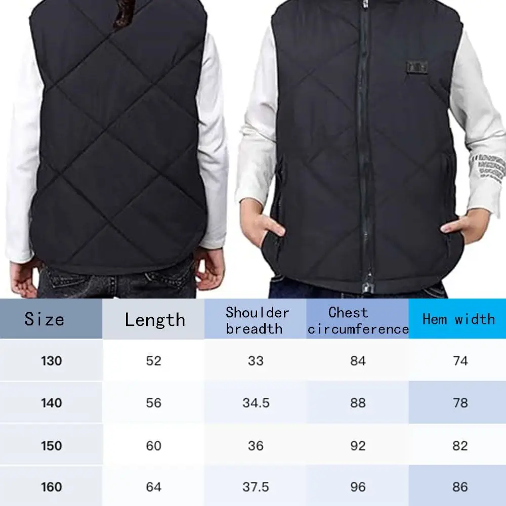 Heated Vest 13 Heating Zones USB Charging Washable for Boys Girls