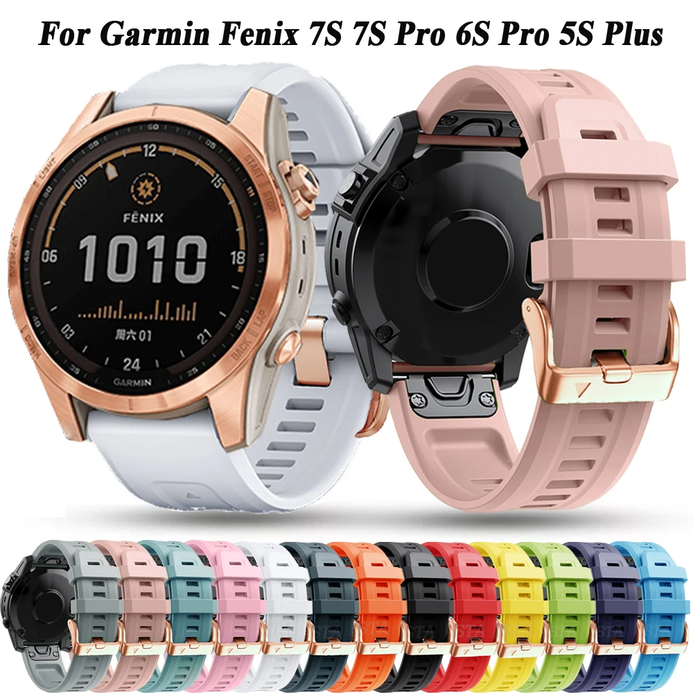 

For Fenix 7S 6S 5S Watchband Strap Bracelet Quickfit 20mm Silicone For Garmin Fenix 7S Pro 6S Pro 5S Plus Wirstband Woman Straps