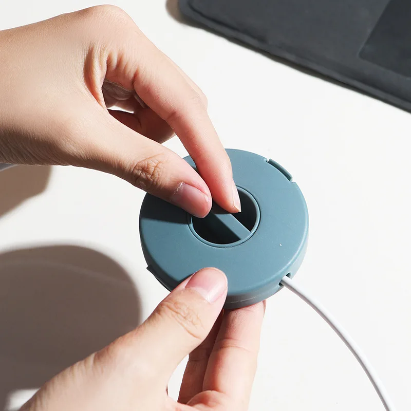 Round Wire Winder Box Portable Multifunctional Data Cable Storage Case Container USB Charger Holder Wire Management Organizer 4