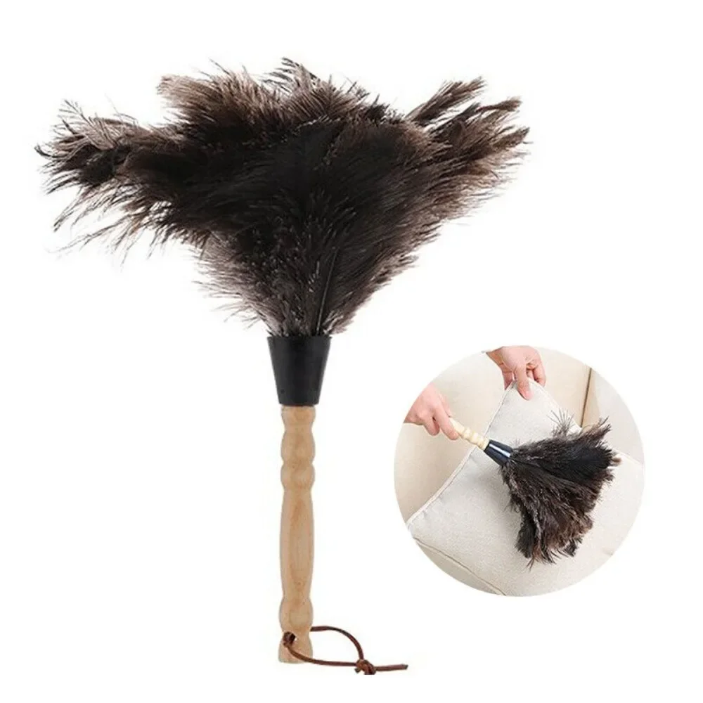 Feather Duster Wooden Handle Duster Anti-static Dust Removal Dusters Ostrich Duster Feather Fur Brush For Home Cleaning Tools Image 6