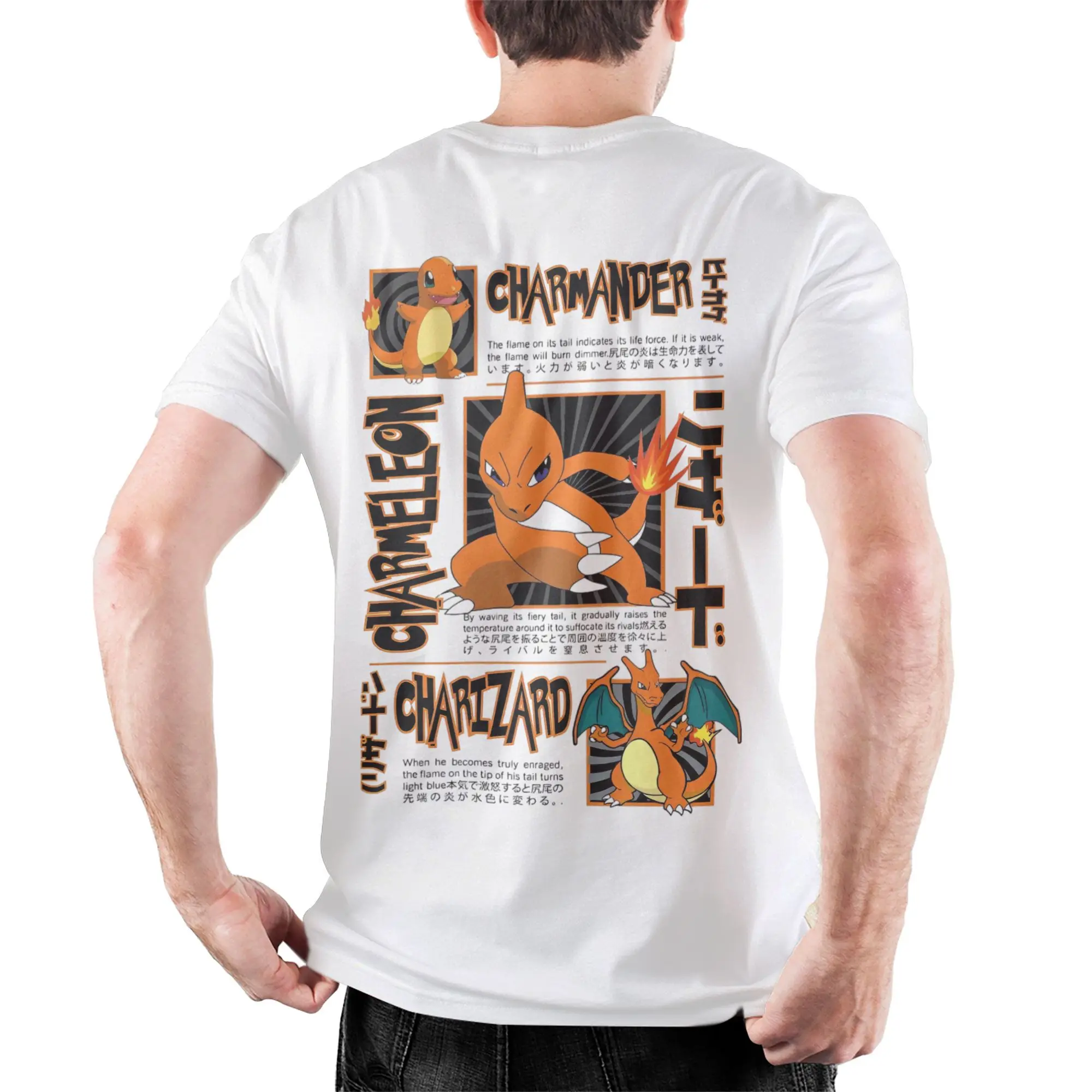 Unisex Charizard Graphic T-Shirt - 100% Cotton, Short Sleeve, Round Collar, Casual Summer Tee