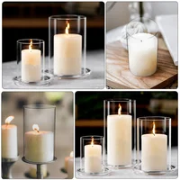 1pc Desktop Shade Tall Holders Pillar Candles Clear Tube Shades Frame Glass Table Centerpiece Cylinders Household Cover 2024 New 3