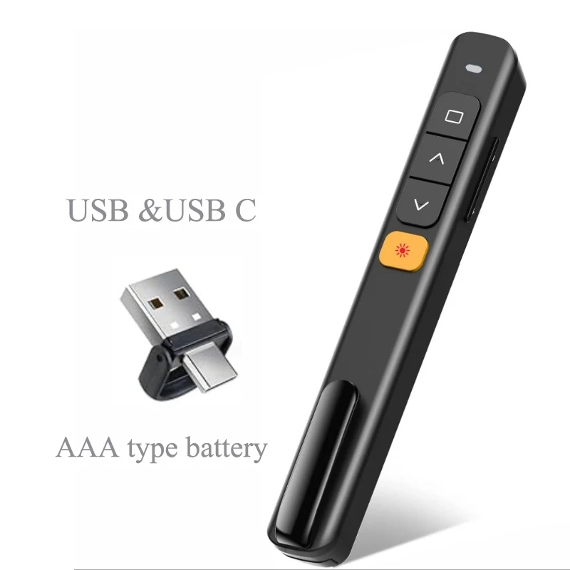 2.4G Wireless Presenter Clip Type PowerPoint PPT Pen USB and Type-C Receiver for Meeting and Training