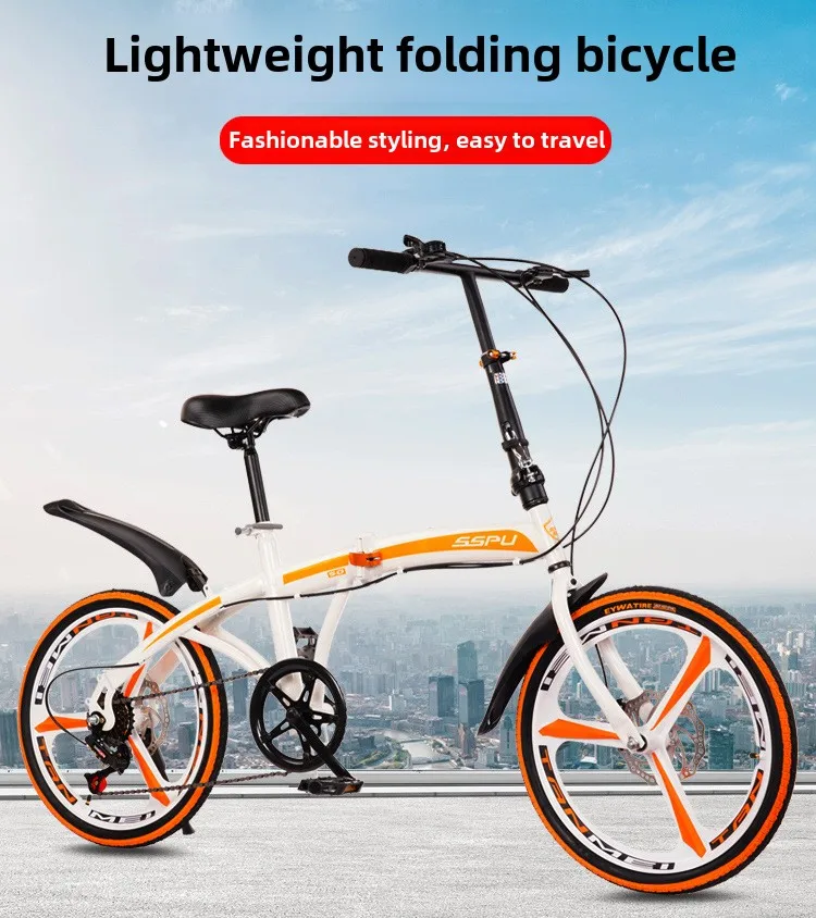 Description Picture 2 of itemNew20Inch Variable Speed Double Disc Brake Folding Bicycle Adult Outdoor Riding Alloy Integrated Wheel Mountain Bike