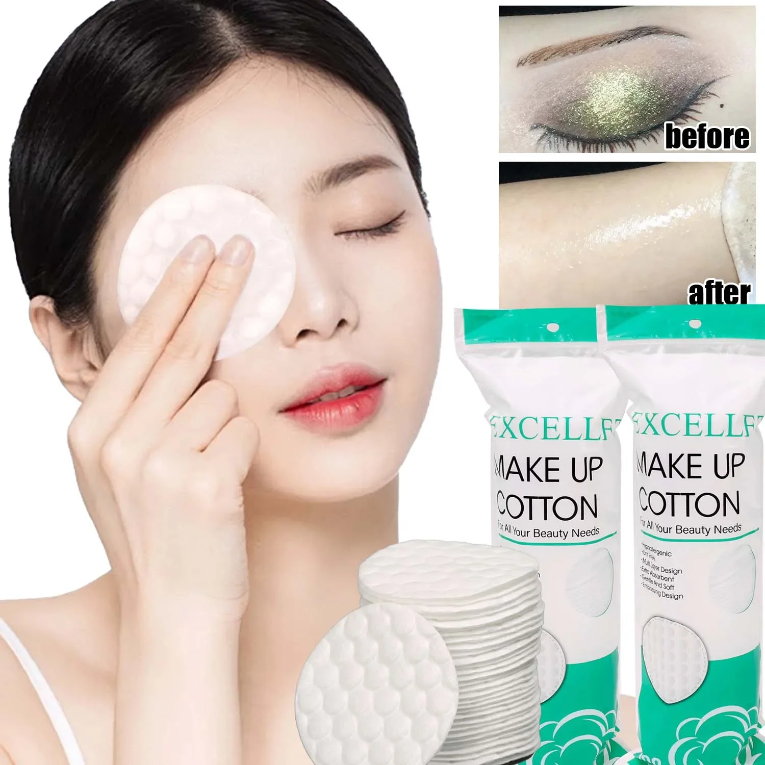 Description Picture 5 of itemBreathable Cotton Pads Disposable Soft Round Makeup Remover Pads Double Sided Facial Cleaning Nail Art Polish Remover Cotton Pad