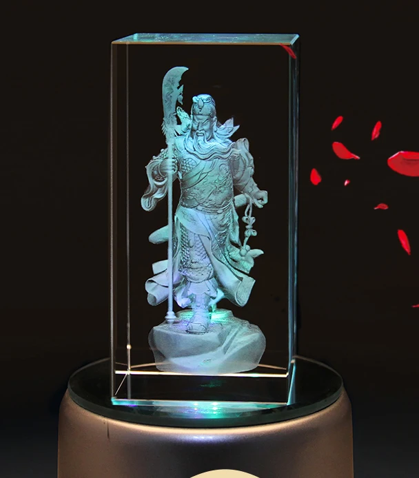 

Efficacious HOME office Talisman- Martial god of wealth guan gong Guandi FENG SHUI 3D Crystal Figurine statue -FREE SHIPPING