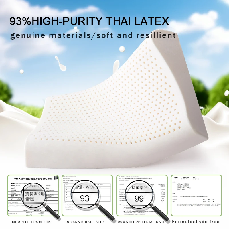 19cm Higher and Thicker pure Latex Pillow For Cervical spine Support sleeping  memory foam pillow  special adult natural rubber 5
