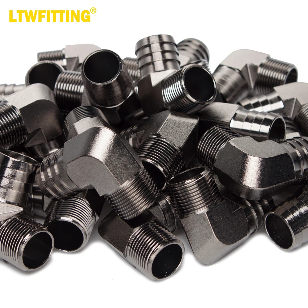 

Латунный штуцер LTWFITTING с черным никелевым покрытием и углом 90 градусов, 1 дюймовый ID-шланг x 3/4 дюйма, Мужской NPT топливный катер, воздух (комплект из 100 штук)
