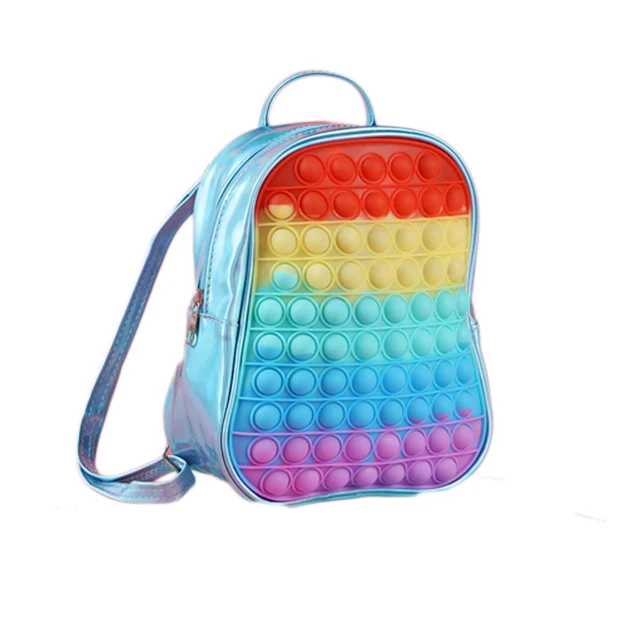Pop Kawaii Unicorn Backpacks Kids Fidget Toys Anti Stress Shining Bags Children Stress Relif Squishy Push Bubble Squeeze Toy 4