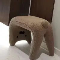 Coiffeuse sans accoudoirs en peluche, chaises d'entrée, chat mignon, salle de maquillage, repose-pieds, tabouret de vanité pour salon, meubles de chambre à coucher 4