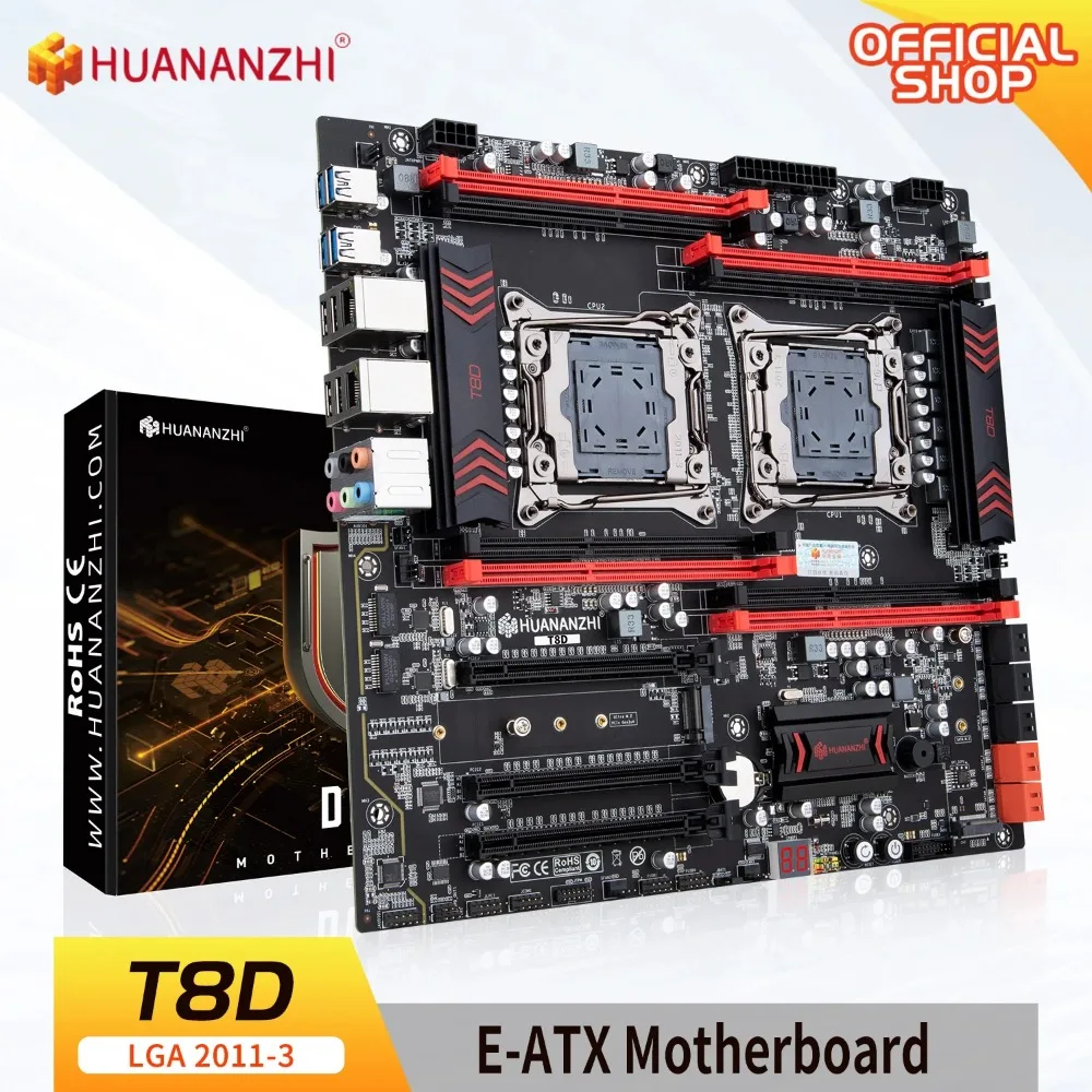 HUANANZHI X99 T8D LGA 2011-3 Xeon 마더보드 듀얼 인텔 CPU E5 지원 DDR3 비-ECC M.2 NVME 노트북용