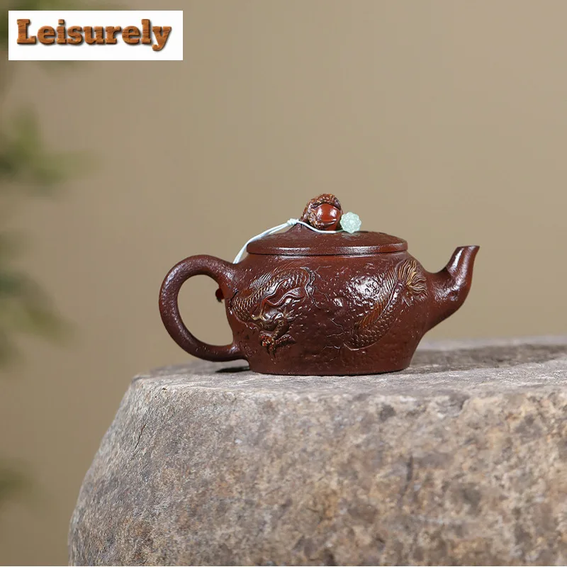 310ml Boutique Yixing Purple Clay Teapots Handmade Dragon Pot Raw Ore Purple Mud Kettle With Infuser Chinese Zisha Tea Set Craft