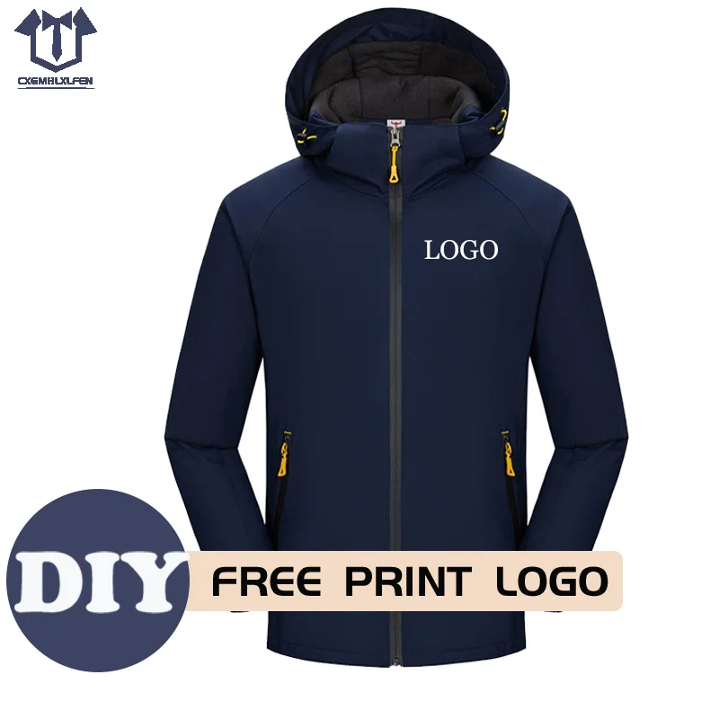 2022 New Outdoor Mountaineering Sports Thick Jacket  Men's Fashion Patchwork Waterproof Fabric Zipper Pocket Hat 2