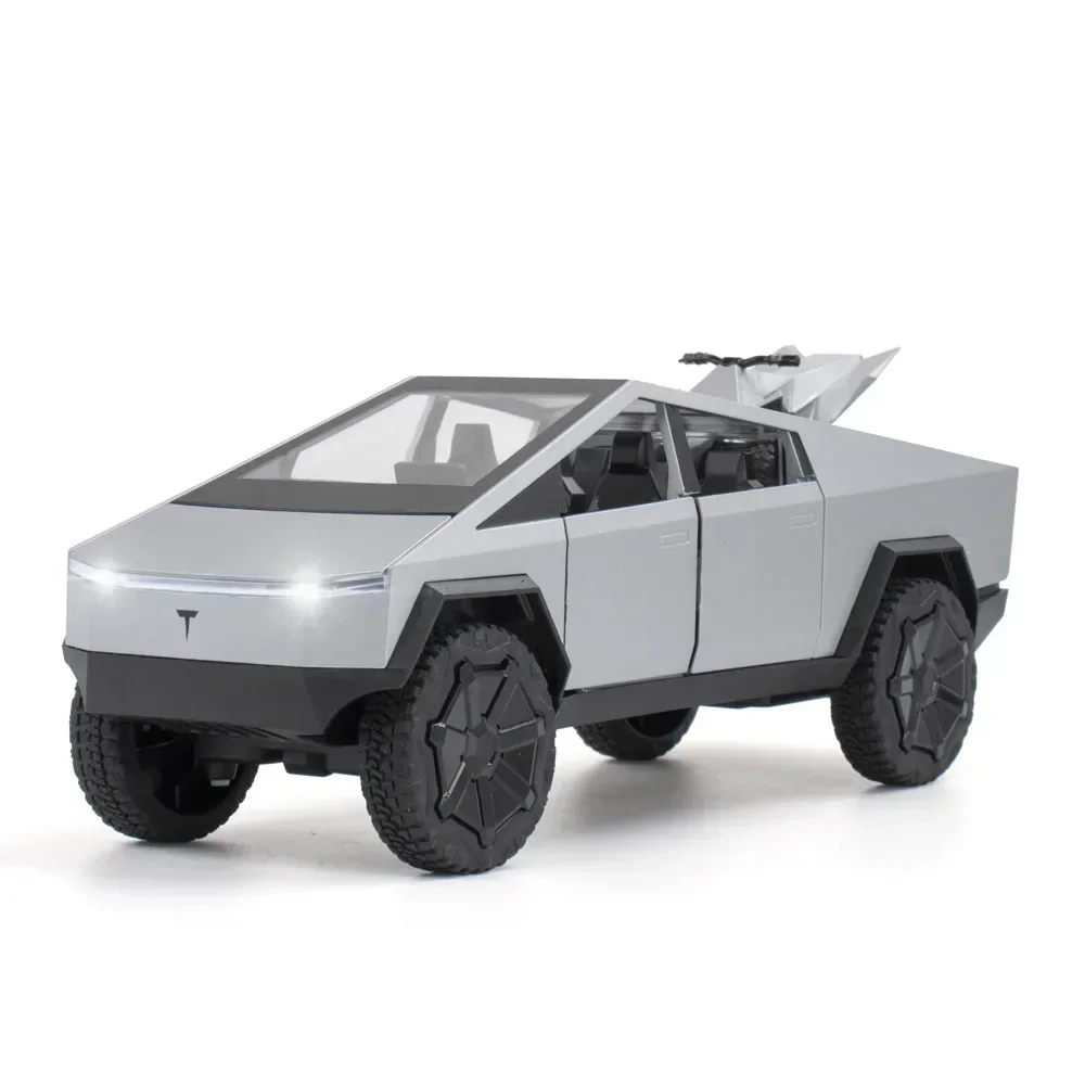 1:24 Tesla Cybertruck Pickup Alloy Car Model Diecasts Metal Toy Off-road Vehicles Truck Model Sound and Light Kids Gifts C107 5