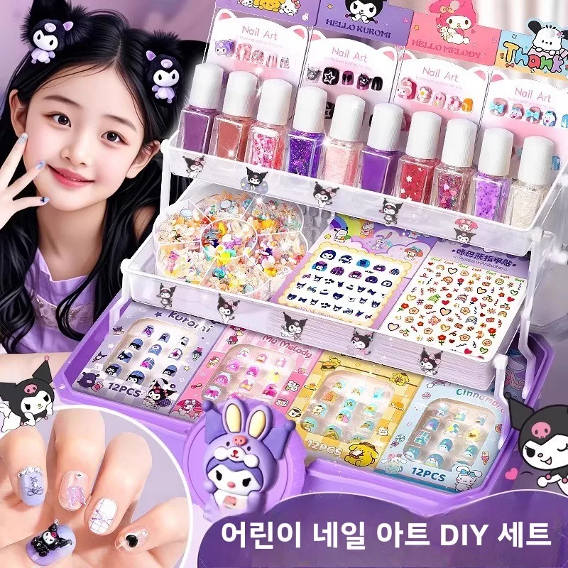 어린이 네일 아트 키트 풀세트 여아 생일 선물  착용 가능한 네일 교육용 장난감 창의적인 디자인 축제 용품