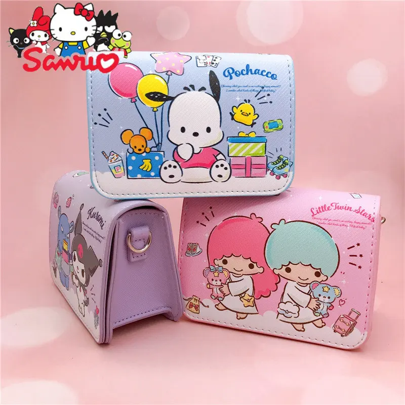 

Сумка MINISO Melody Kuromi через плечо из ПУ кожи Hello Kitty полачко мультяшная Магнитная застежка регулируемый ремешок на плечо Маленькие квадратные сумки