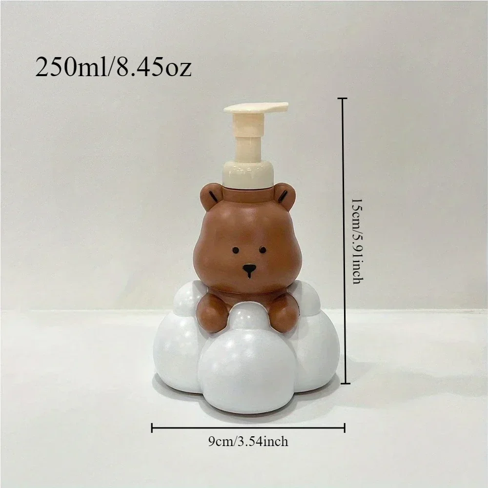 1PC Cartoon Bear Lathering Bottle Press Spray Bottle Bathroom Hand Sanitizer Shampoo Pump Bottle Portable Soap Dispenser