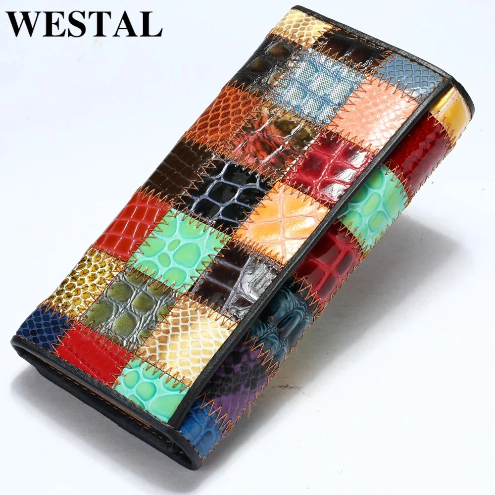 

wallet women genuine leather purse female women's leather wallet long patchwork womens wallets and purses for cards 544