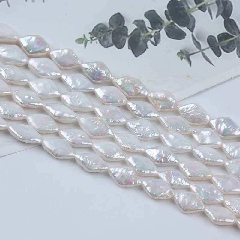 

9-10mm Rhombus Shape Cultured Freshwater Pearl Beads Baroque Loose Pearls For Jewelry Making Natural Pearl Beads