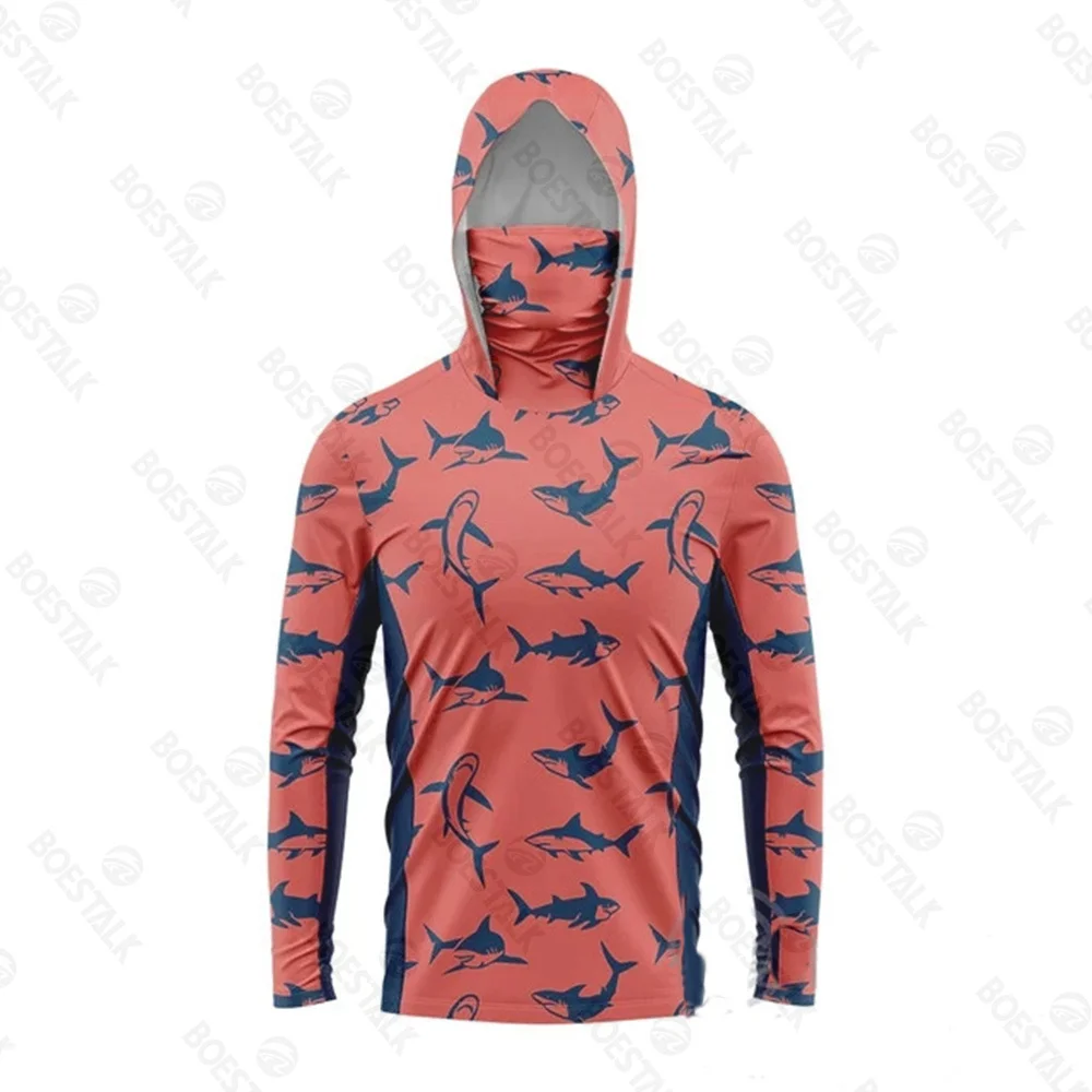 Fishing Shirts Ocean fishing shirt summer sunscreen fishing suit long sleeve UV mask hooded suit Upf 50+