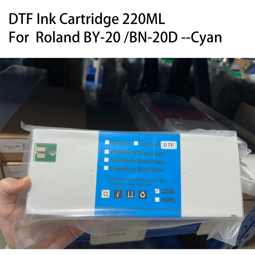 DTF Ink Cartridge Full With 220ML DTF Ink with Chip For Roland BY 20 BY20 BN 20D BN20 Printer BKCMYWH ink cartridge inkjet ink cartridge