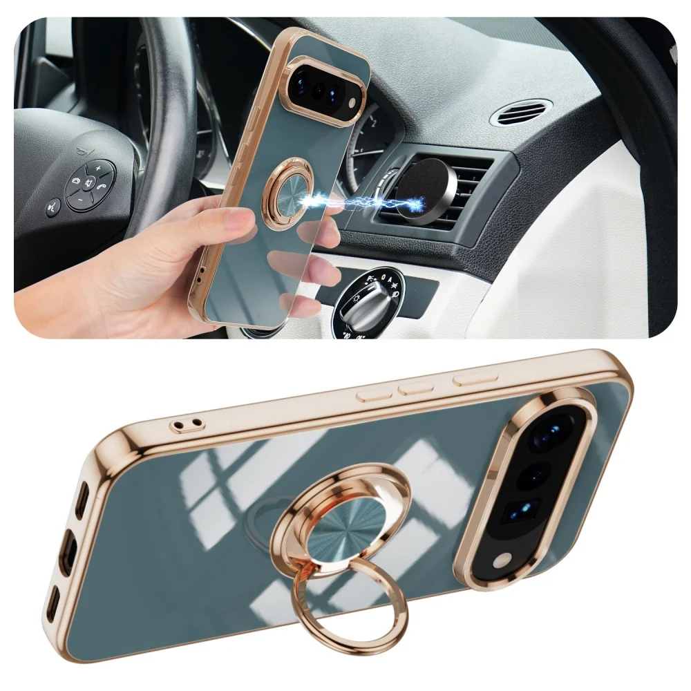 Shockproof Plating Ring Holder Case with Car Magnetic Bracket