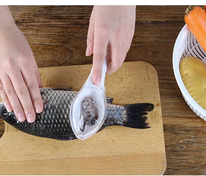 Description Picture 4 of itemFish Scales Graters Scraper Fish Cleaning Tool Scraping Scales Device with Cover kitchen tools fish kitchen gadgets smart