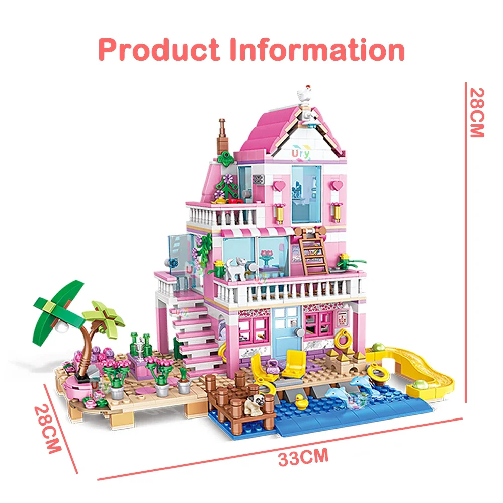 Friends City House Building Blocks Sets, Seaside Villa, Apartamento, Bricks Figuras, Brinquedos DIY para crianças, feriado de verão, presente de Natal para meninas 2