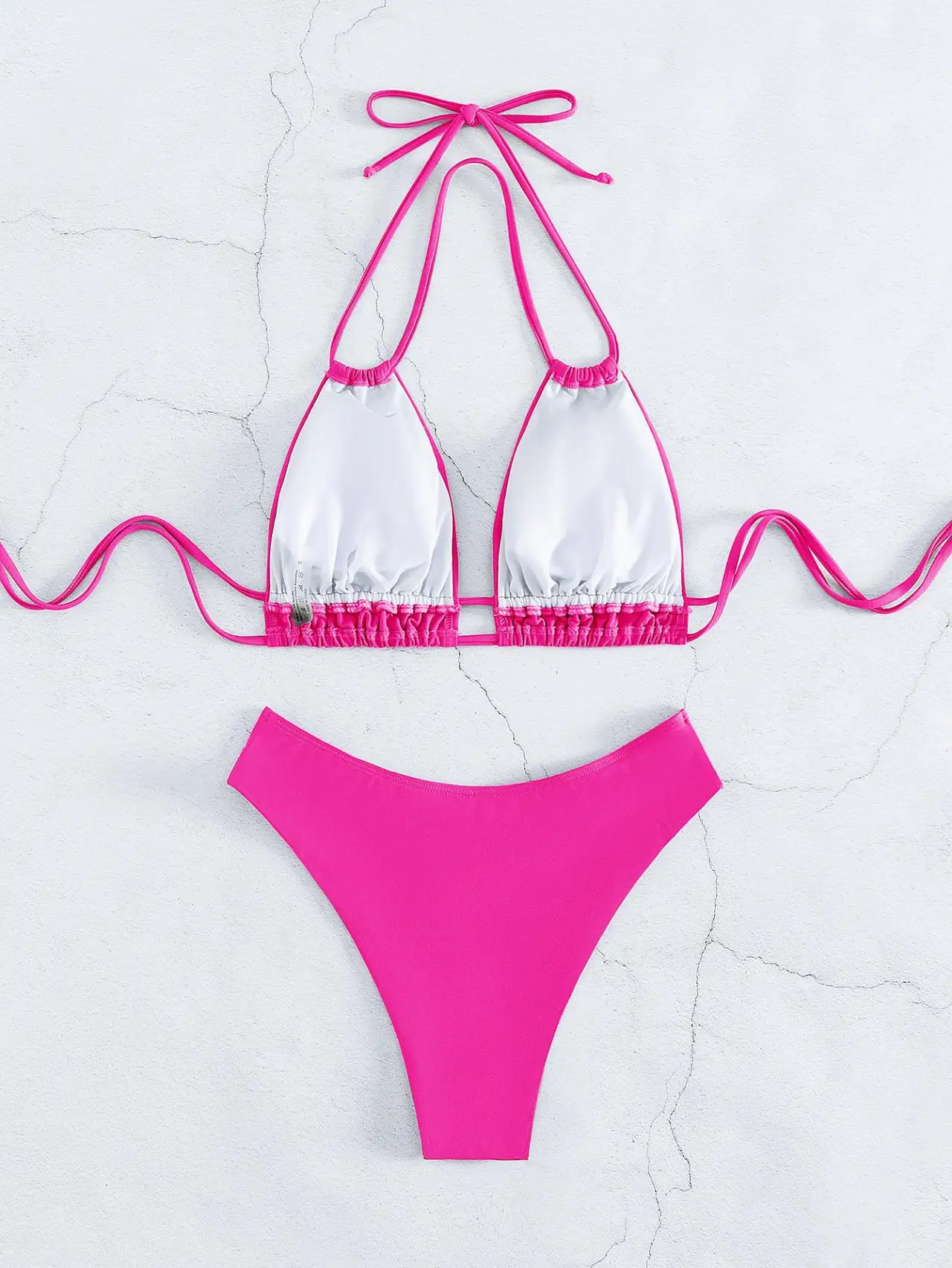 close-up of the bikini top fit and shape