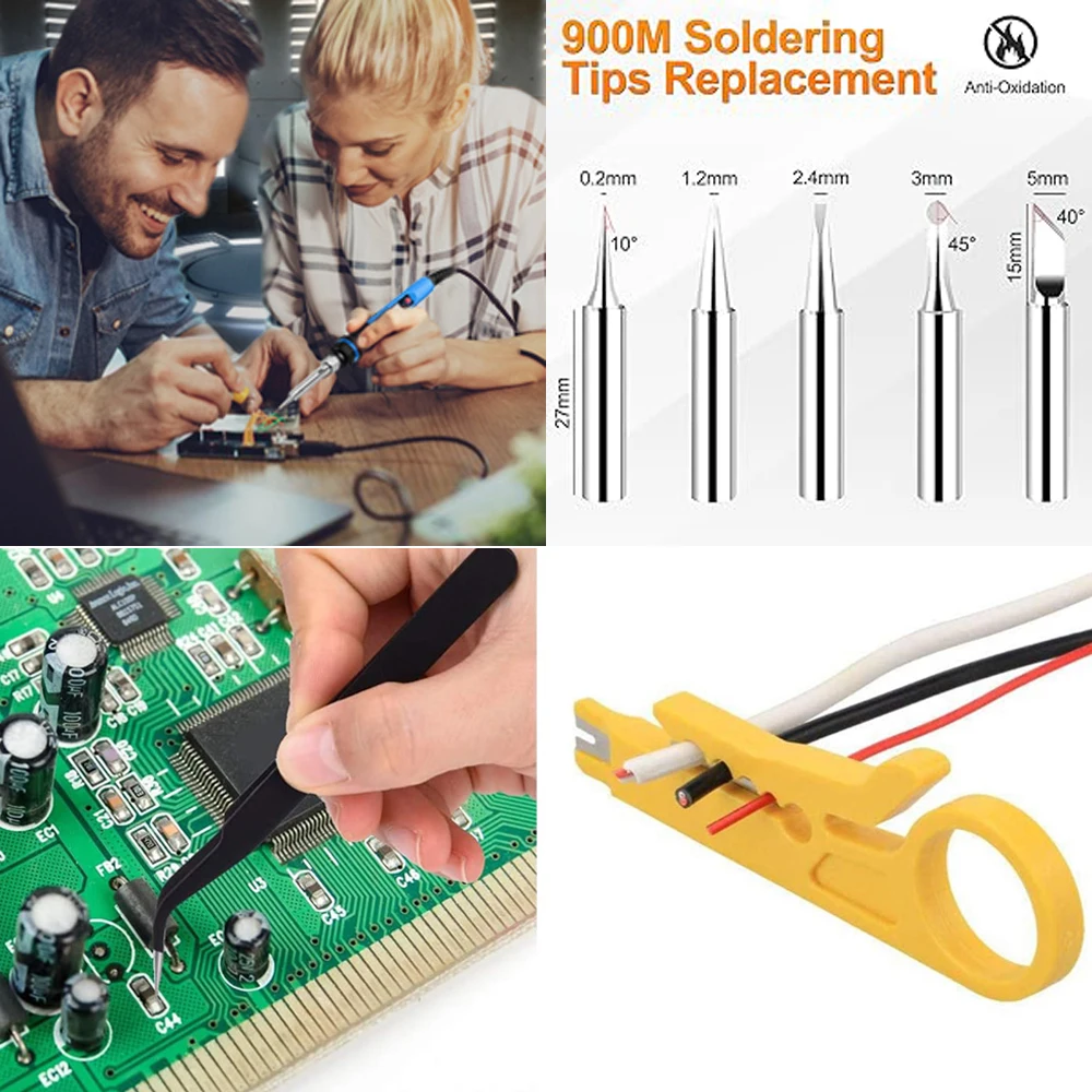 S12d578652a6f4b6085bca4107221d062T Electric Soldering Iron 60W Adjustable Temperature Replaceable Soldering Iron Head Soldering Iron Pen Welding Kit Mallzona