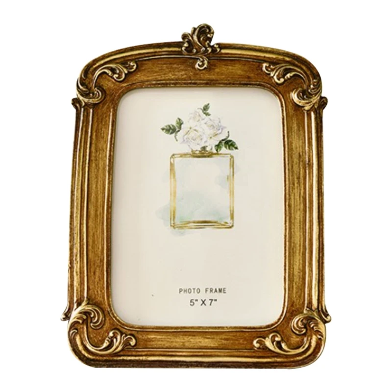 Aesthetic Vintage Photo Frame Royal Court Style Resin Photo Frame Imitation Wood Embossed Picture Home Ornaments photo frame wood canvas frame wood photo frame wood frame wood picture frame art frames
