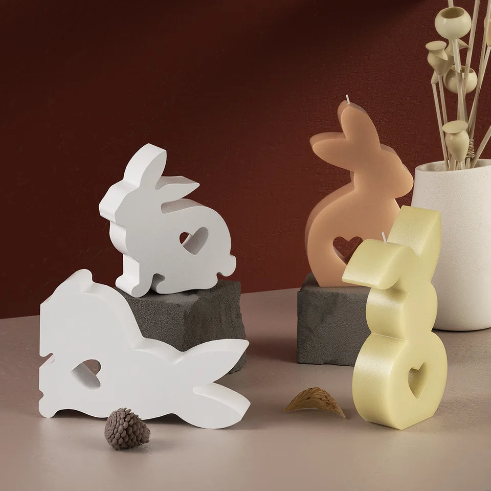 3-teiliges Kaninchen-Silikonform-Set – Für Kerzen, Seifen, Harz, Ostern & DIY