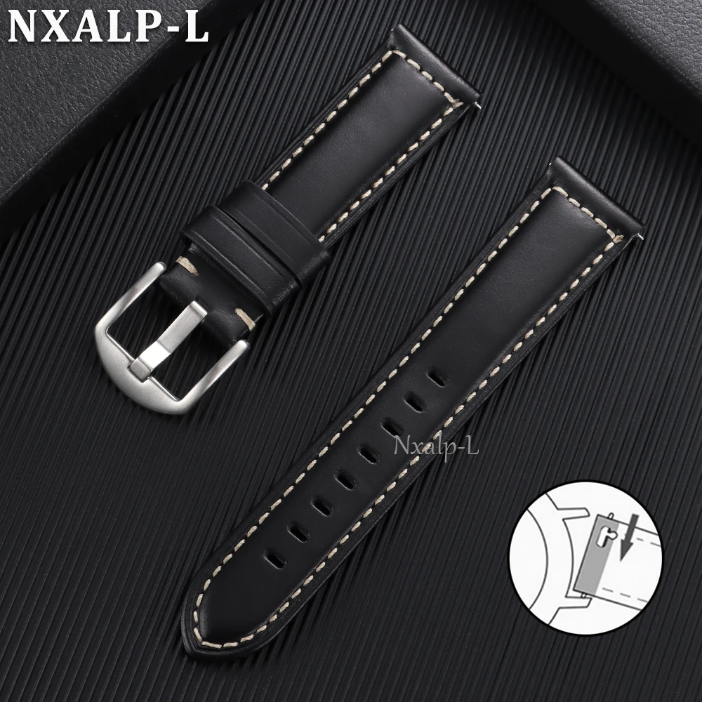 Luxurious Oil Wax Cowhide Genuine Leather Watch Band with Quick Release