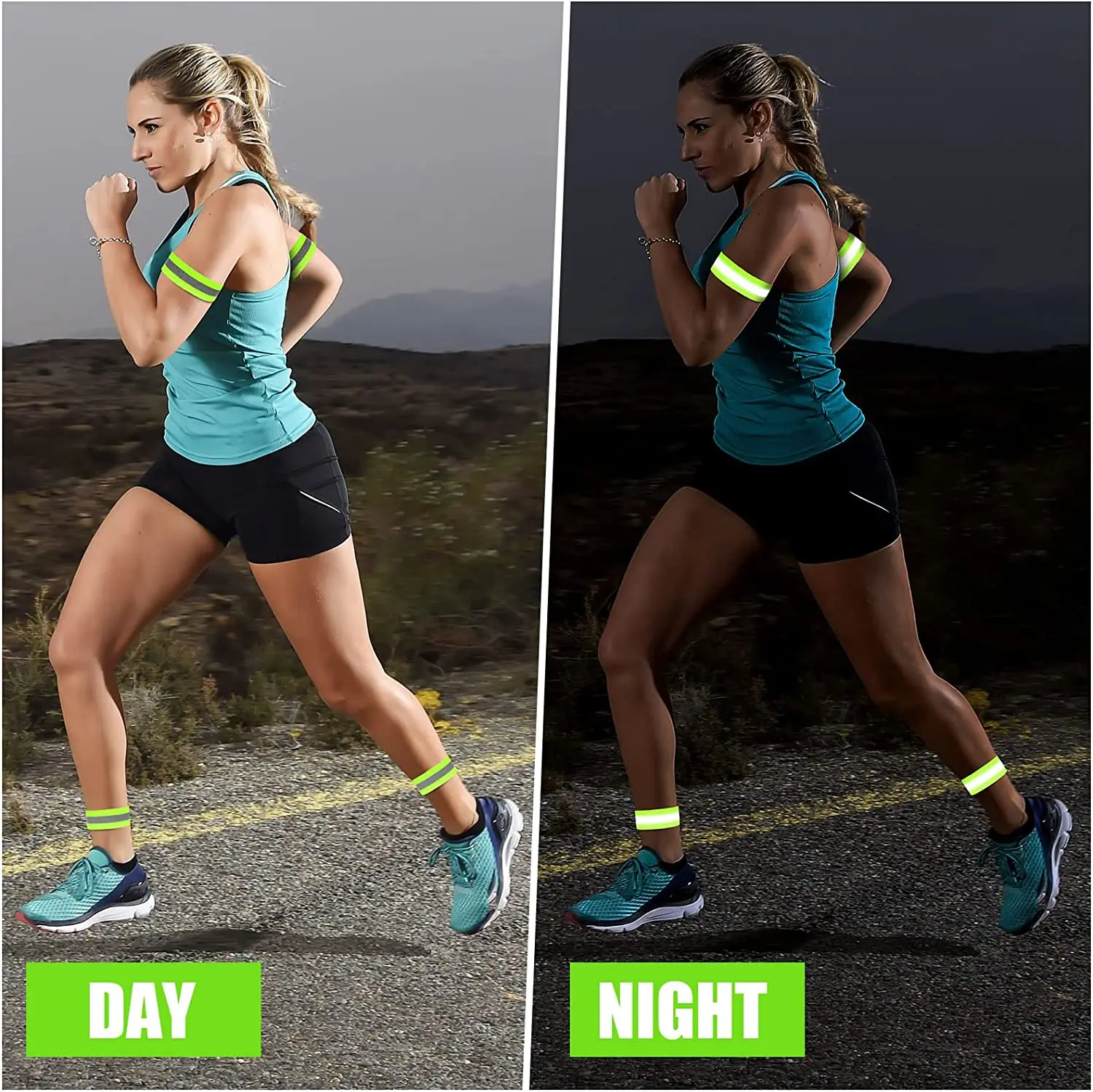 High Visibility Armbands Elasticated Ankle Bands Hi Vis Reflective Running Armbands Wristbands Reflector Strips Safety Bands reflective straps