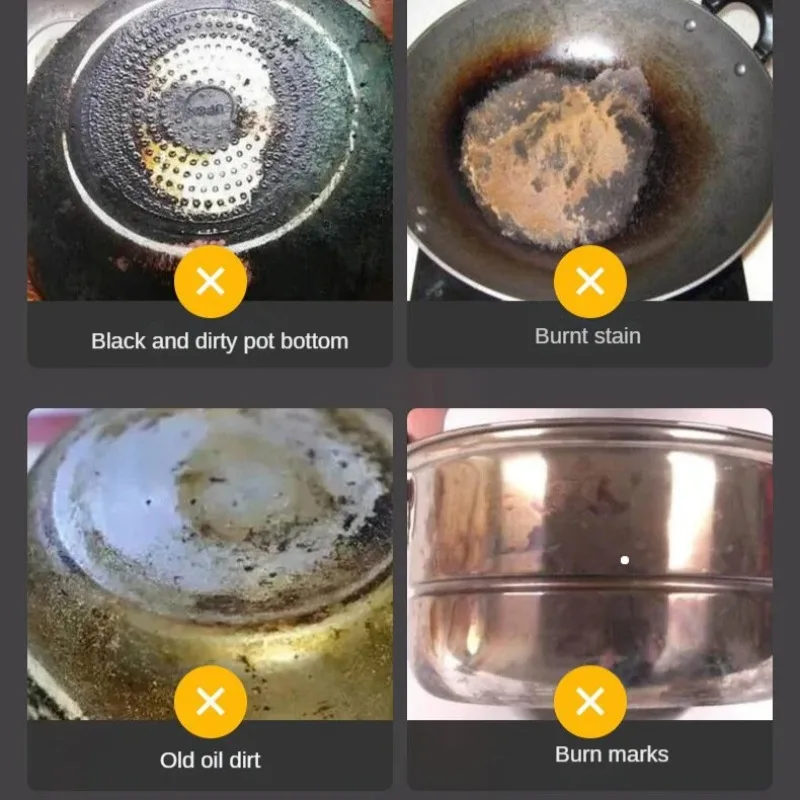 Pan bottom black dirt cleaner Burnt stains stains cleaner Iron pot stainless steel pot bottom black agent