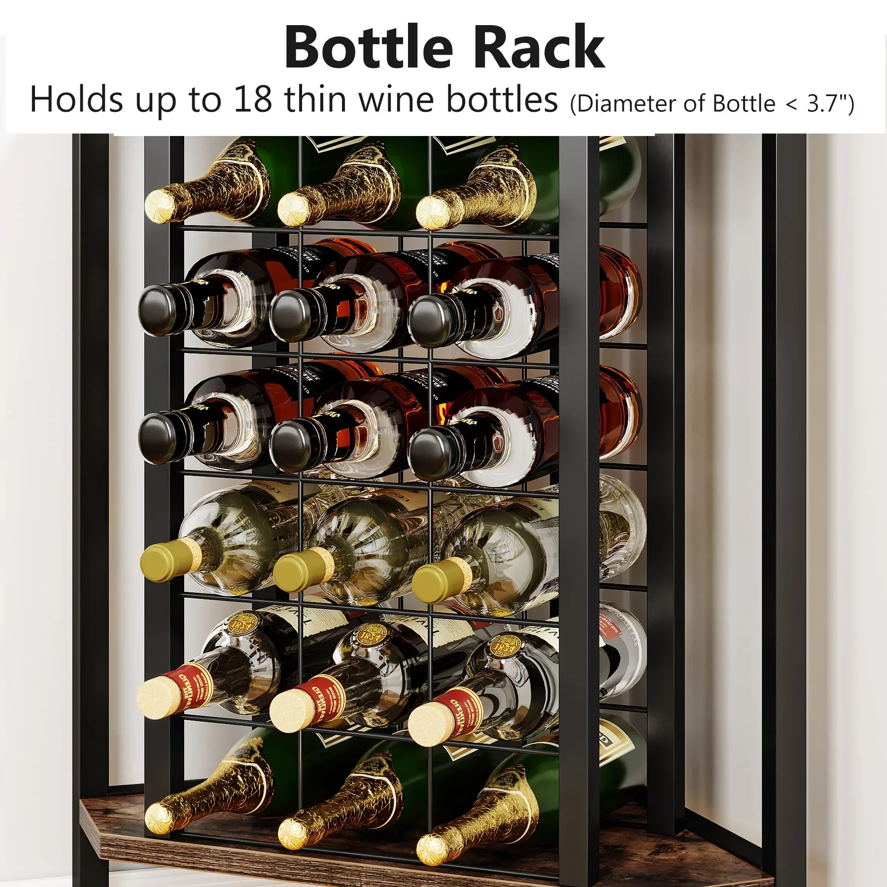 Tribesigns Wine Rack Bar Cabinet 4 Tier Corner Shelf with Glass Holder