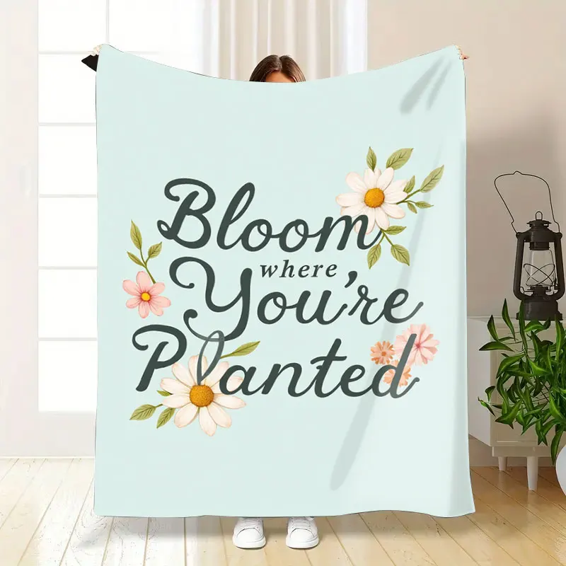 Inspirational Floral Flannel Throw Blanket