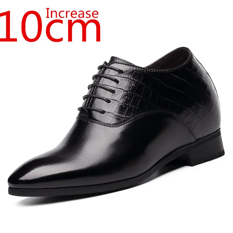

Men's Increased 8cm 10cm Derby Shoes Genuine Leather Business Men Formal Dress Shoes Invisible Wedding Heighteneg Elevator Shoes