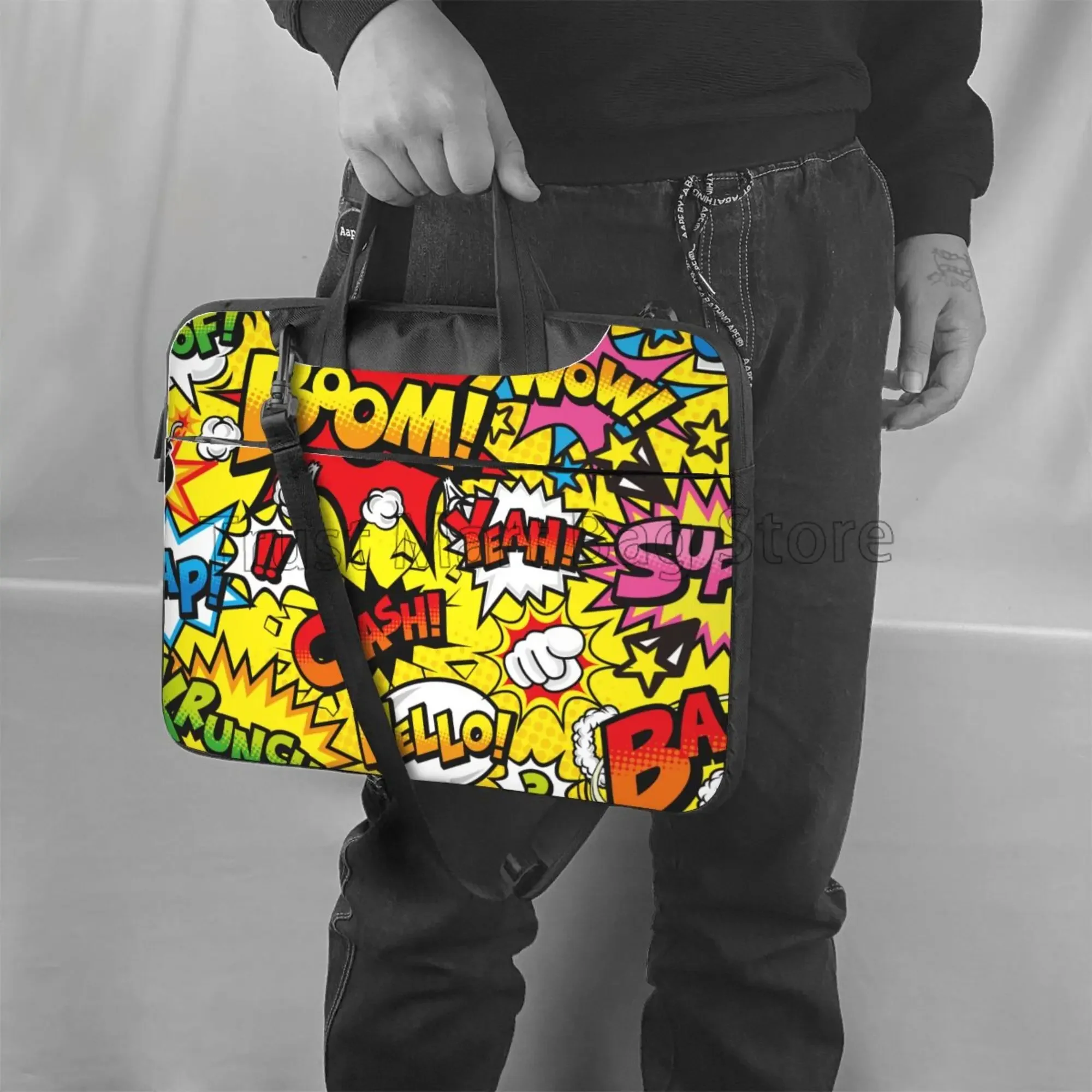 American Comic Book Collection Pop Art Laptop Bag Large Laptop Case Computer Bag for Office Business Travel Fits 13 14 15.6 Inch