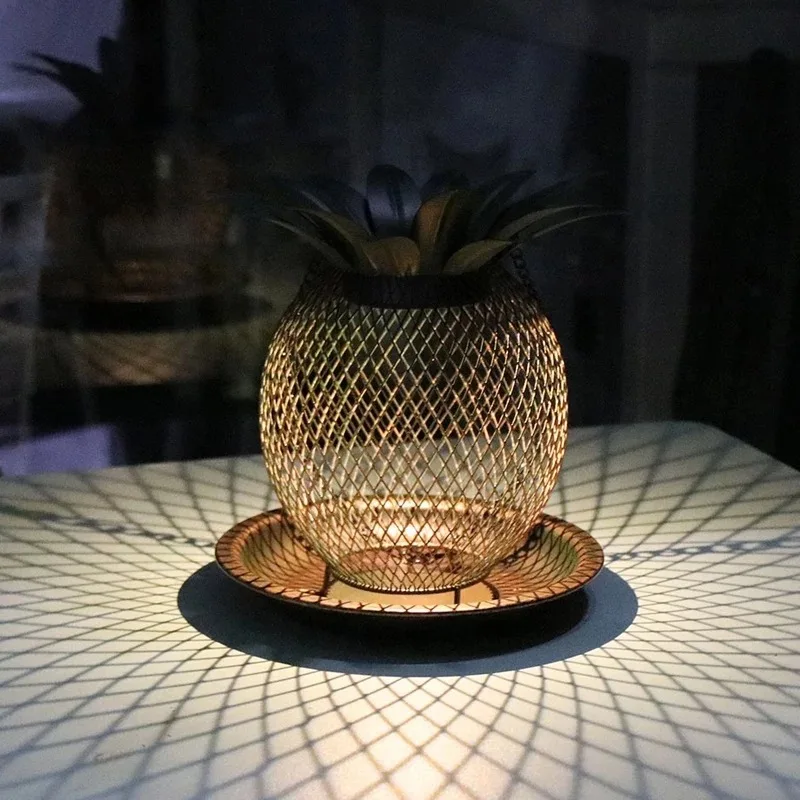 Vintage Pineapple Top Fill Mesh Solar Bird Feeder LED for Outdoors Hanging Wild Metal Bird Feeders Yard Garden Decor Gift