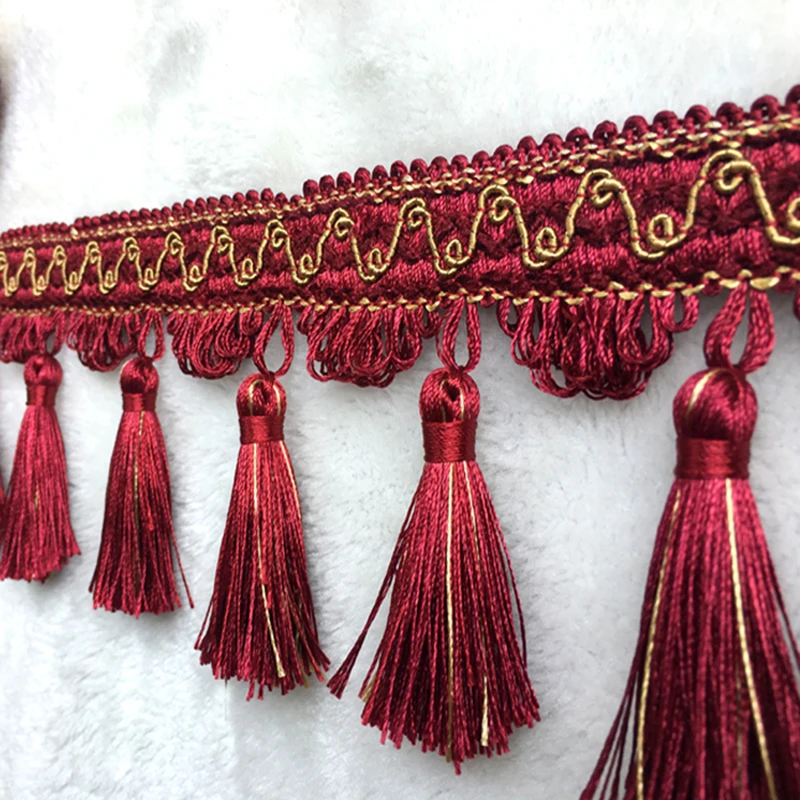 Description Picture 5 of itemAcrylic/Polyester Tassel Fringe Trim Beaded Ribbon for Sewing Curtain Accessorie Lace Decoration Tablecloth European Lampshade