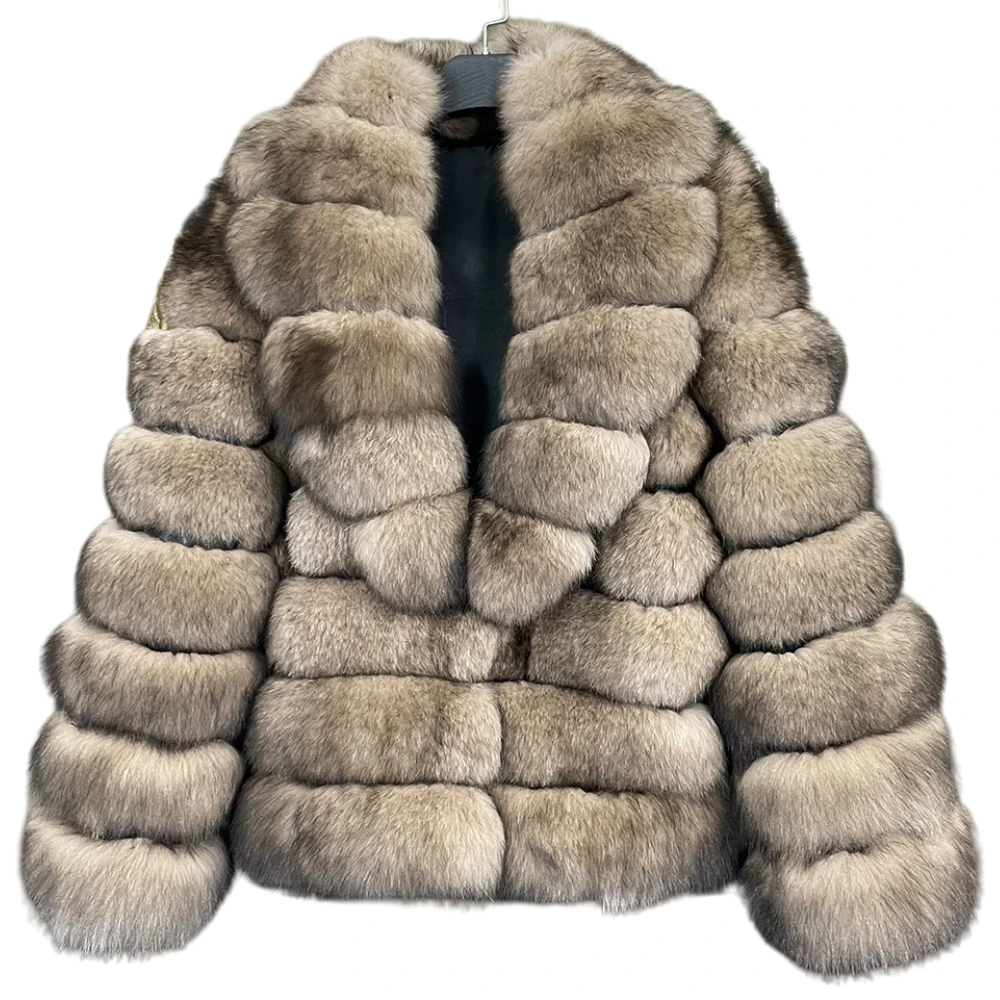 Women's Genuine Fox Fur Jacket Natural Fluffy Coat Lapel Luxury Short Real Fur Outerwear 2025 Fashion-forward Clothing