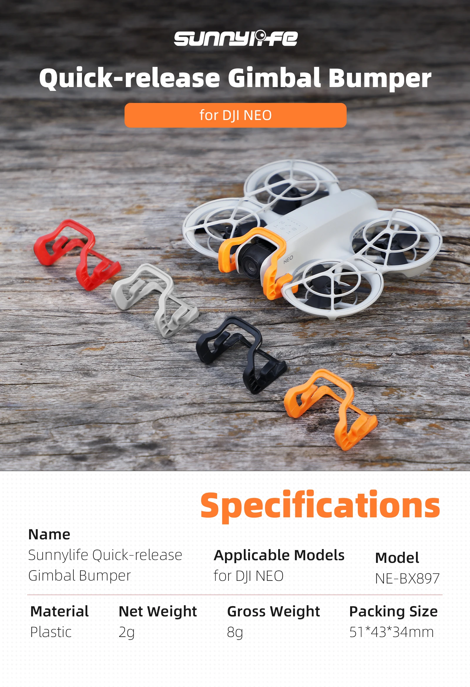 Description Picture 2 of itemGimbal Bumper For DJI Neo Drone Anti-Collision Plastic Protective Bar Camera Lens Protector Bumper For DJI Neo Accessory